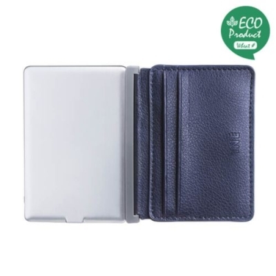 PORTE CARTE INÉ RECYCLED LEATHER NEWPORT NAVY BLUE