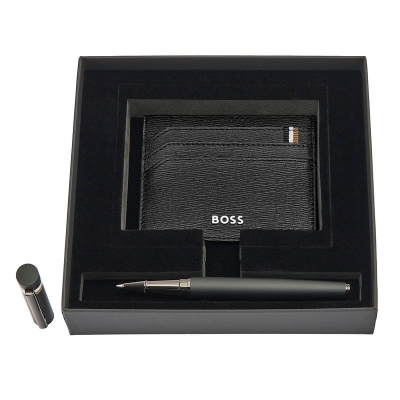 Parure HUGO BOSS Black (stylo roller & porte-cartes)